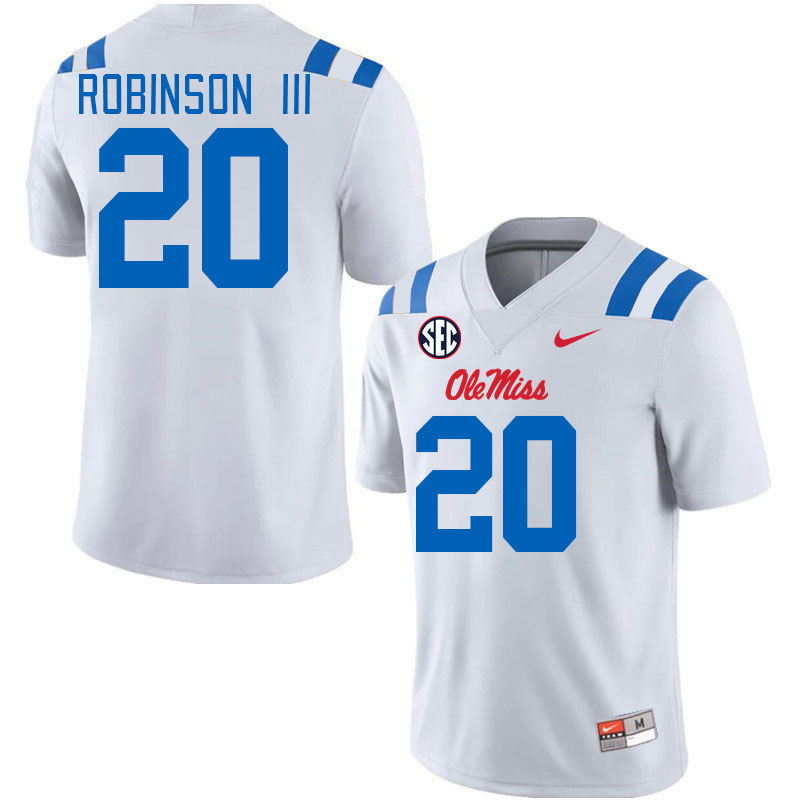 Men #20 Anthony Robinson III Ole Miss Rebels 2024 New Uniforms College Football Jerseys Stitched-Whi